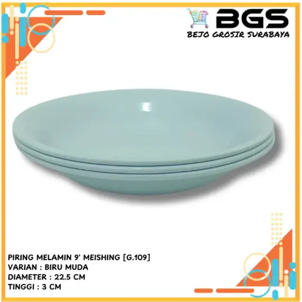 Piring Dalam Melamin - Ukuran 9/10 inch - Meishing